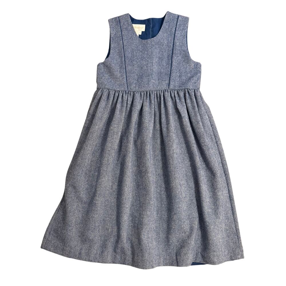 Strasburg Dress Wool Cottagecore Sleeveless Back Buttons Blue Girls Youth 10